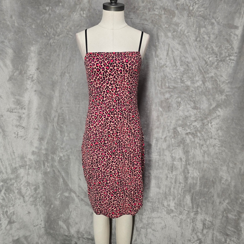 Victorias Secret Slip Dress Women M Pink Leopard Bodycon Y2K Baddie Going Out